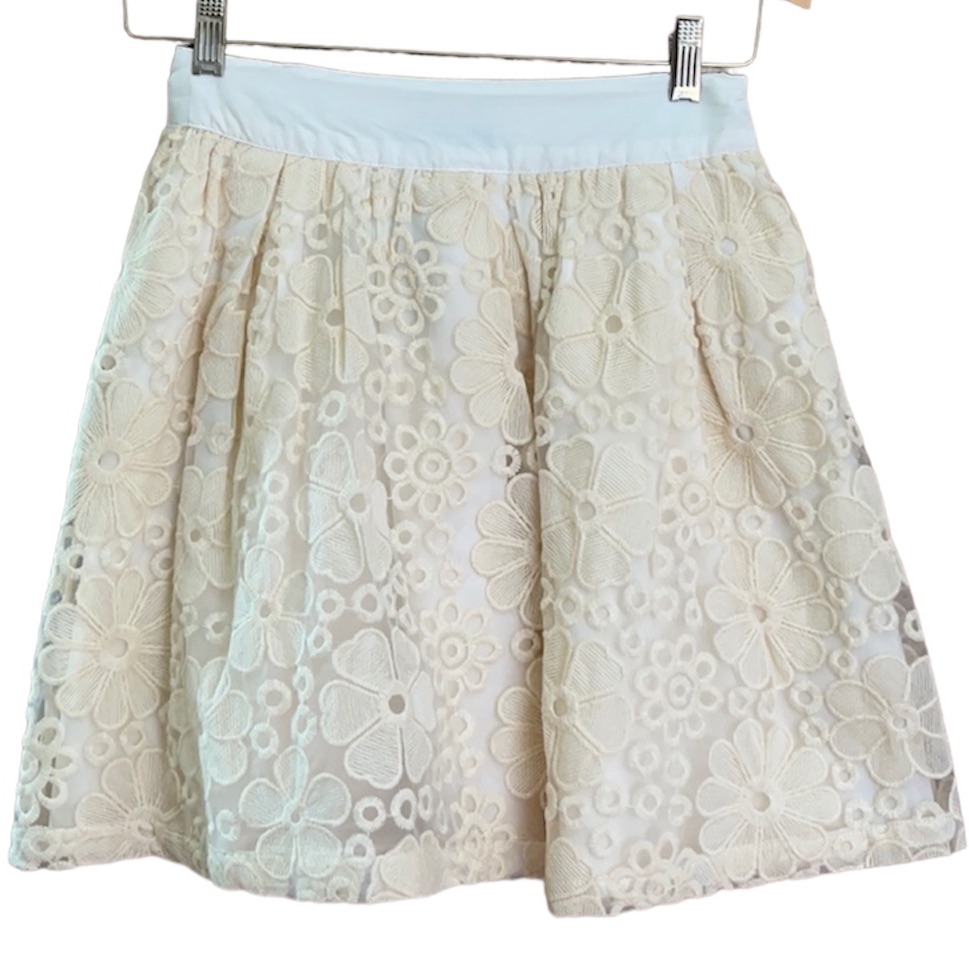 Pure Sugar Sz Xs Ivory Lace Mini Skirt Boho Chic